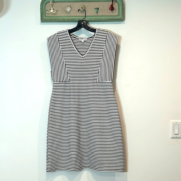 DEREK LAM Collective Dress Womens 52 US 14 Stripe Stretch Knit Sheath Sleeveless - Picture 1 of 7